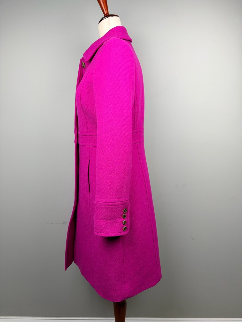 J.Crew Lady Day Coat Women’s 6 Fuchsia Pink Wool Thinsulate Double Cloth - Picture 4 of 11